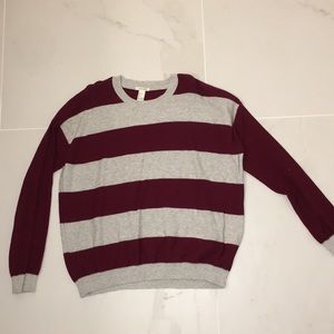 Forever 21 Striped Red and Grey Sweater